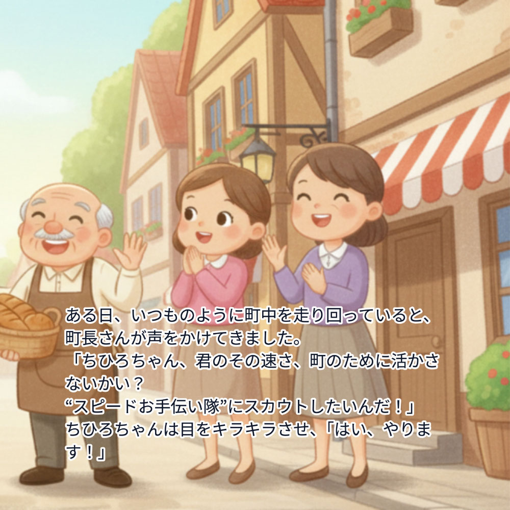 The baker and two women waving from the corner of the street