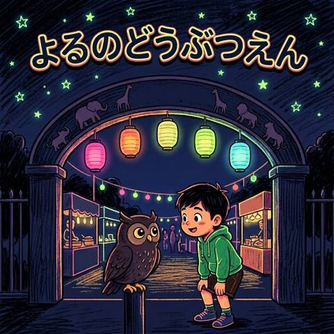 絵本「よるのどうぶつえん」の表紙
