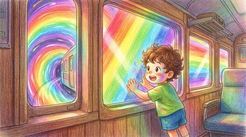 絵本「でんしゃのたび」の挿絵